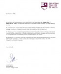 Recommendation letter from one of our partner school ! 