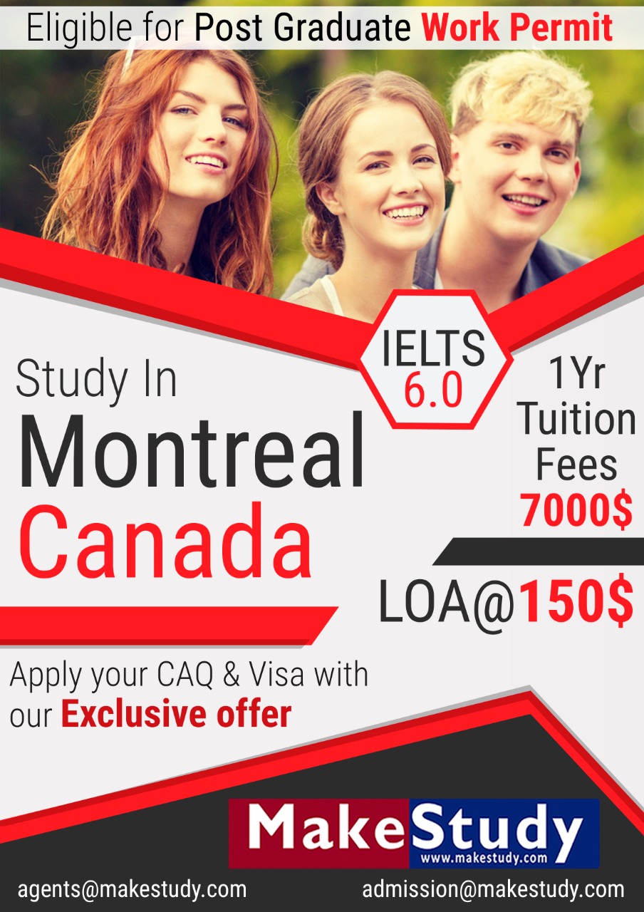 Recruit for Study in Canada , 1 Year Tuition fee Just 7,000CAD$ 